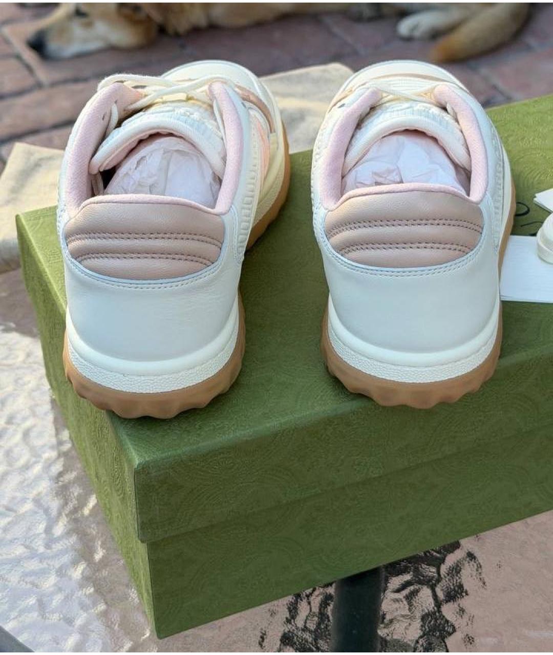 GUCCI Белые кожаные кеды, фото 4