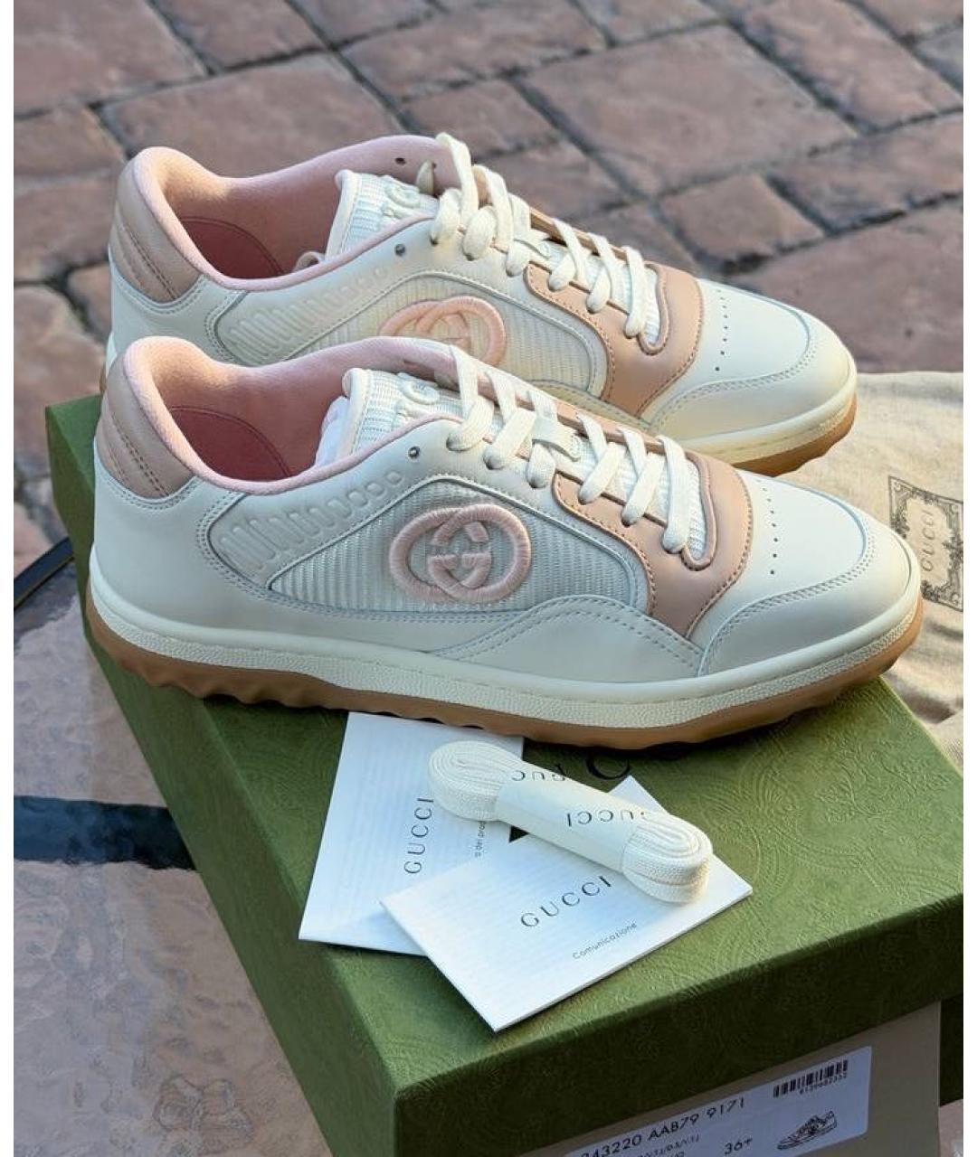 GUCCI Белые кожаные кеды, фото 6