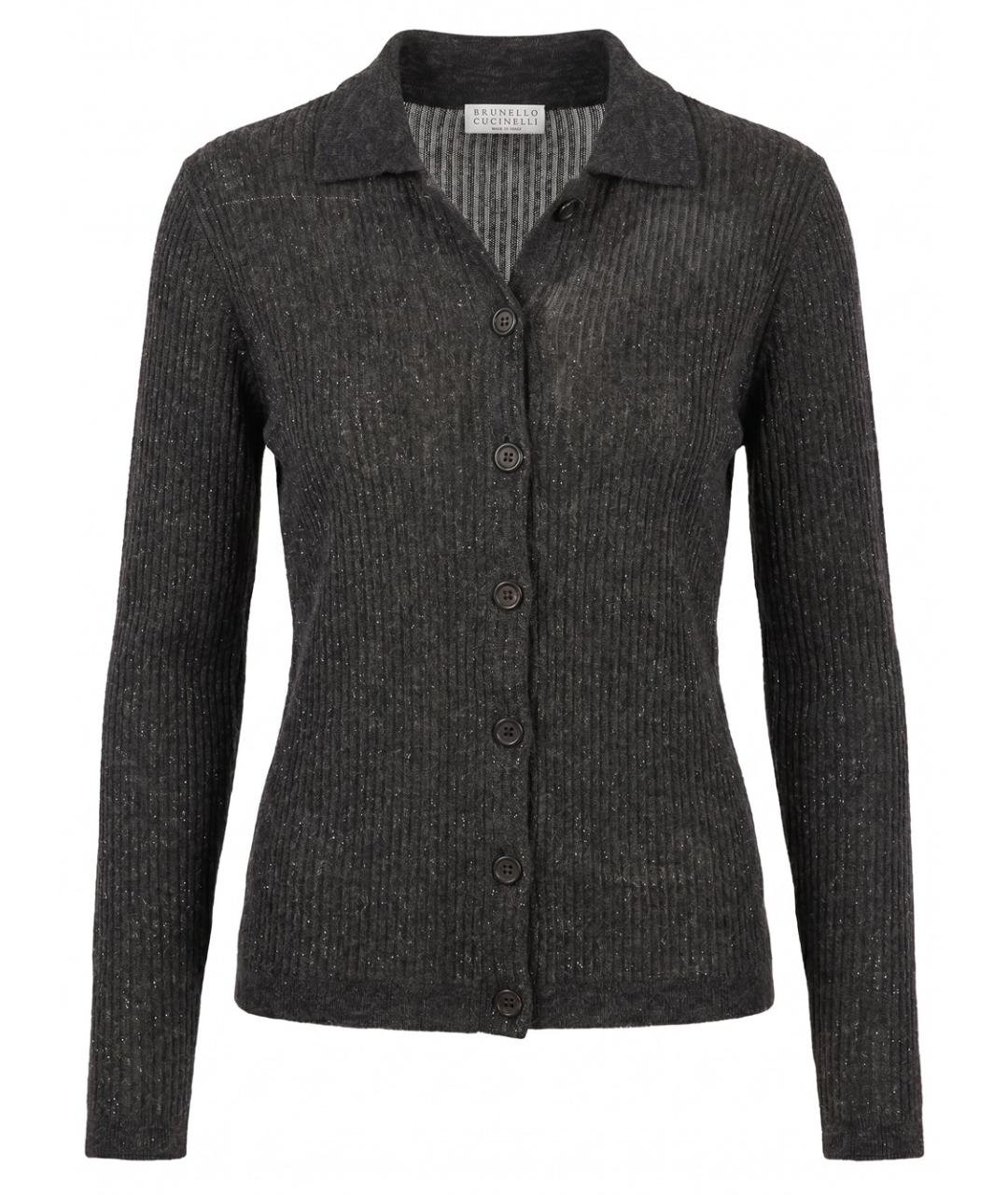 BRUNELLO CUCINELLI Антрацитовый шелковый кардиган, фото 1