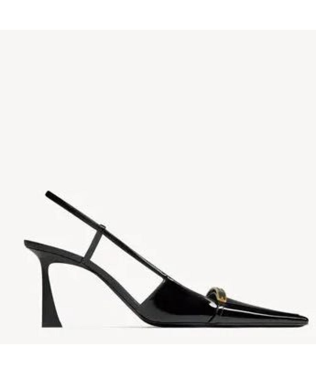 SAINT LAURENT Черные сабо из лакированной кожи, фото 4