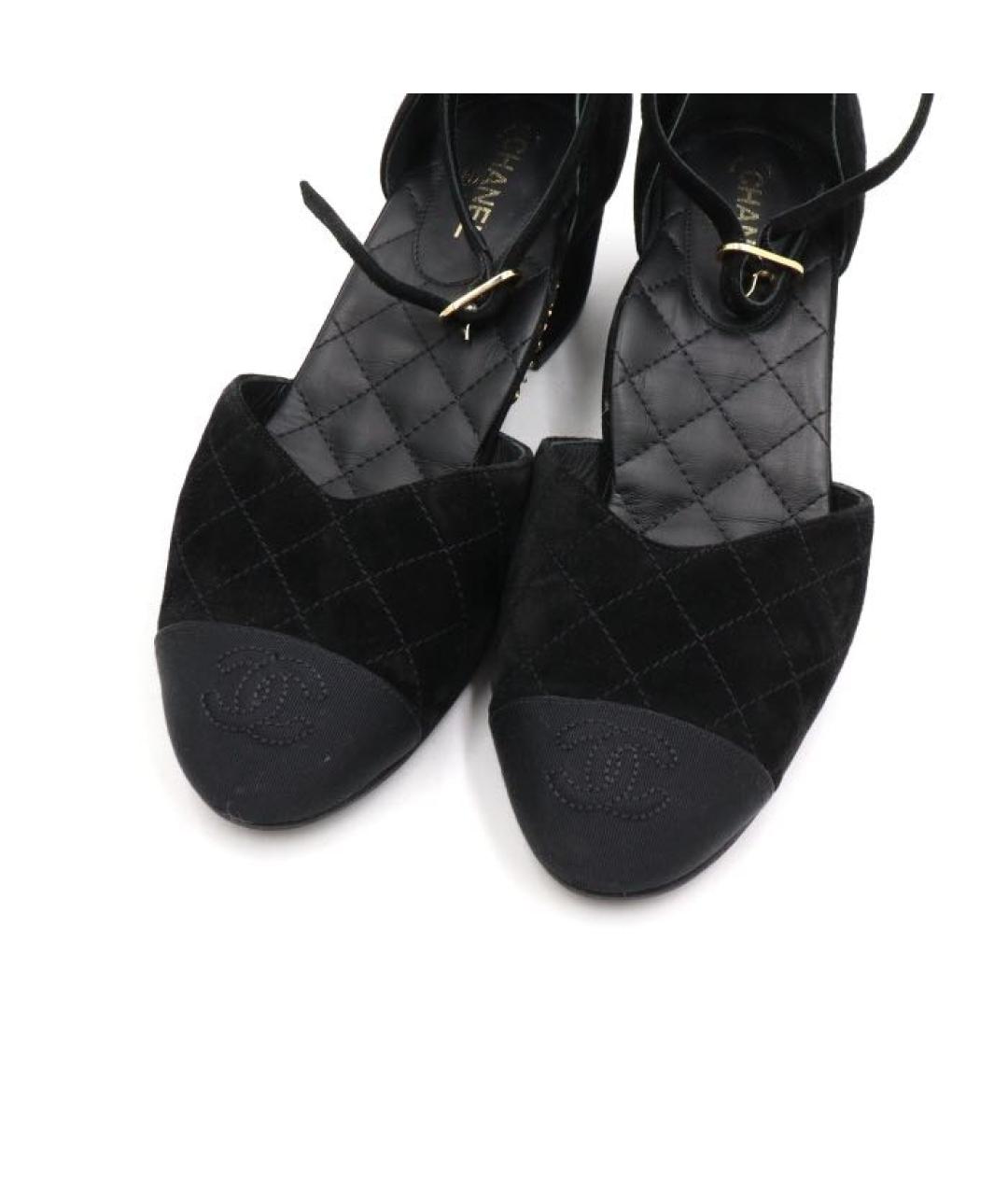 CHANEL Черные текстильные лодочки на низком каблуке, фото 6