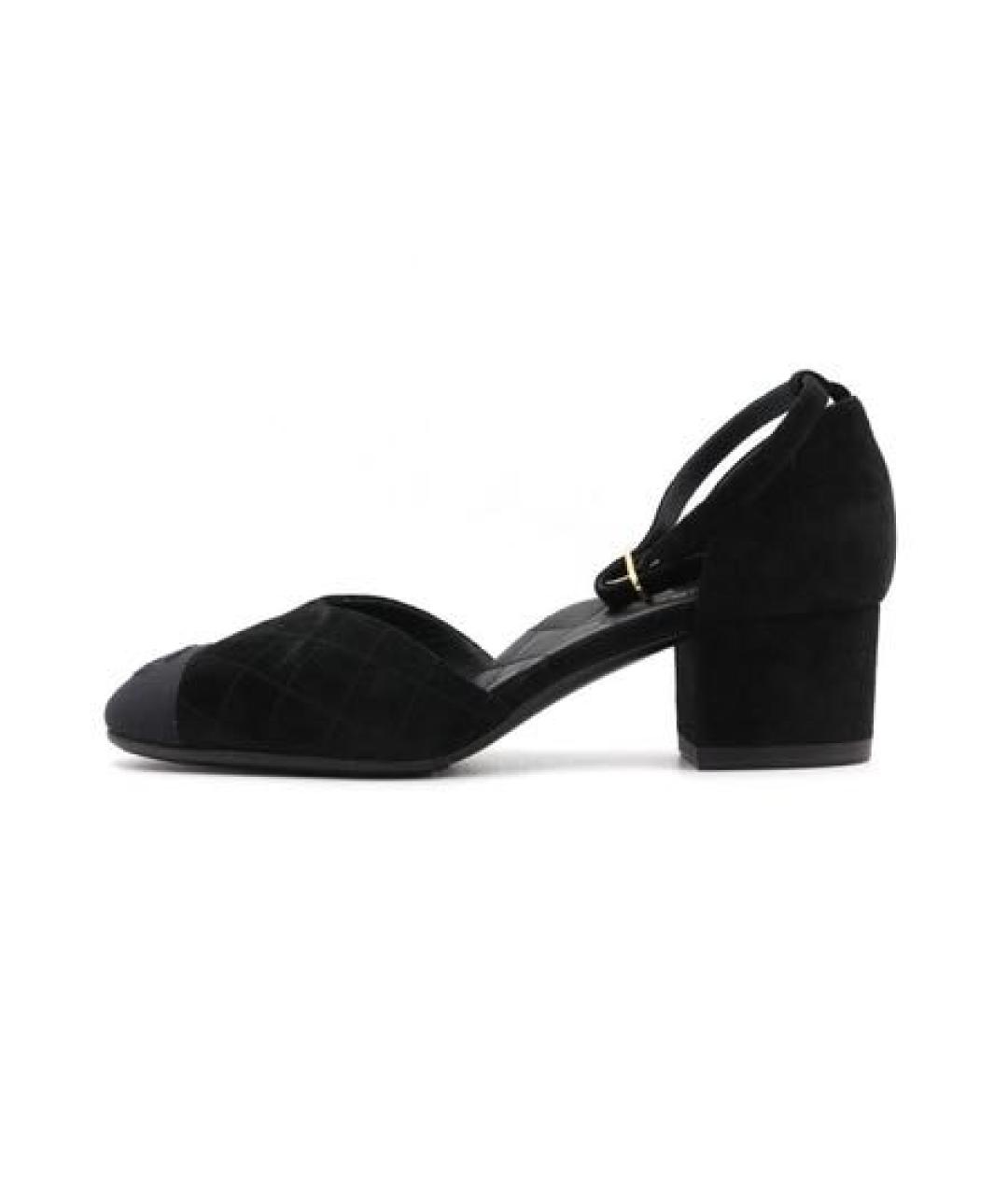 CHANEL Черные текстильные лодочки на низком каблуке, фото 9