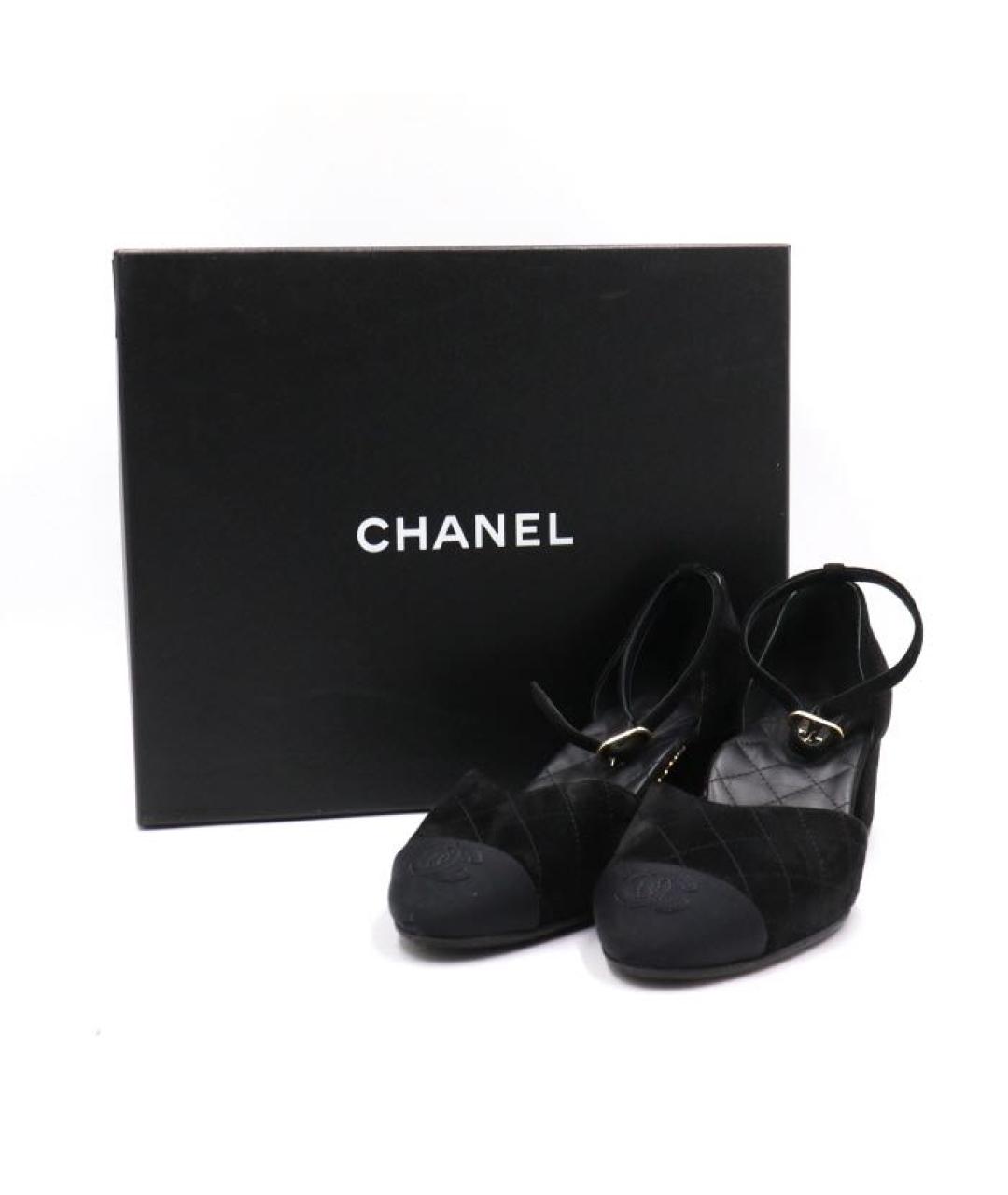 CHANEL Черные текстильные лодочки на низком каблуке, фото 8