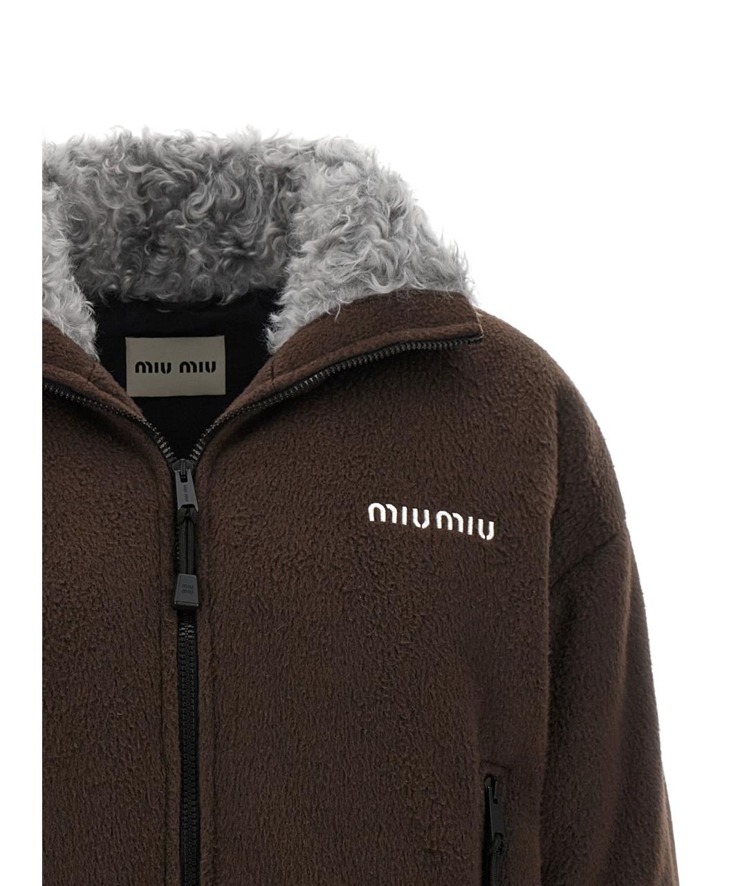 MIU MIU Коричневая полиэстеровая куртка, фото 3