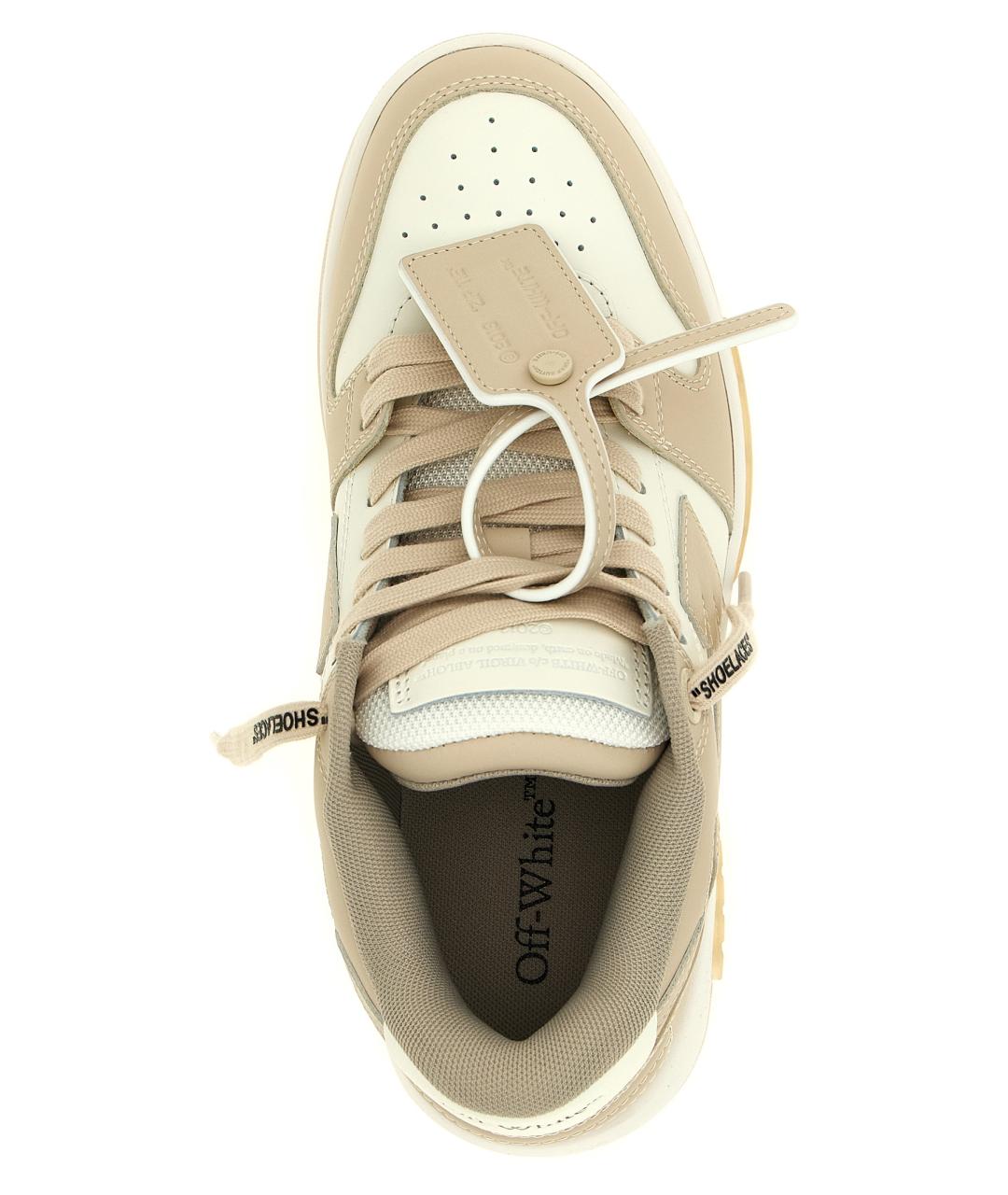 OFF-WHITE Бежевые кожаные кроссовки, фото 5