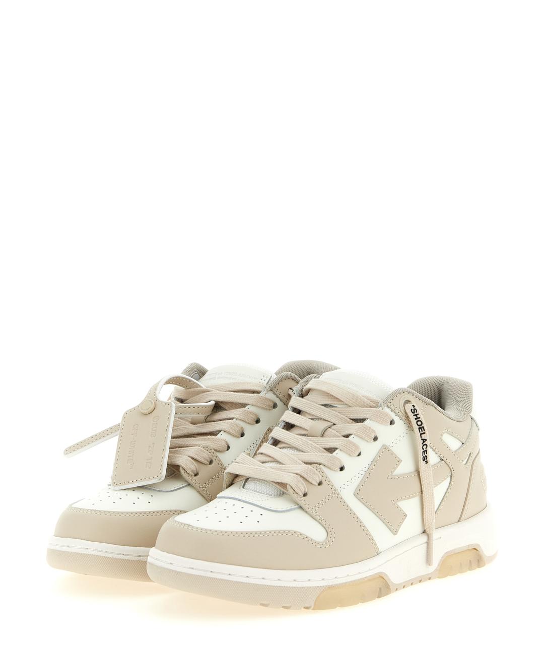OFF-WHITE Бежевые кожаные кроссовки, фото 2