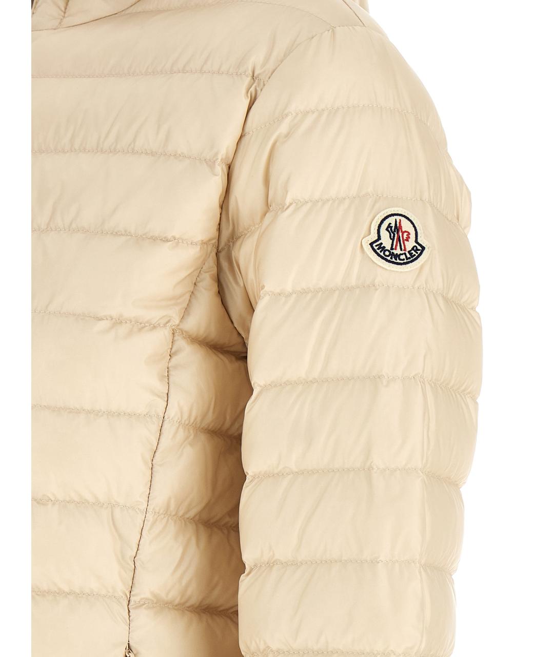 MONCLER Бежевый полиамидовый пуховик, фото 4