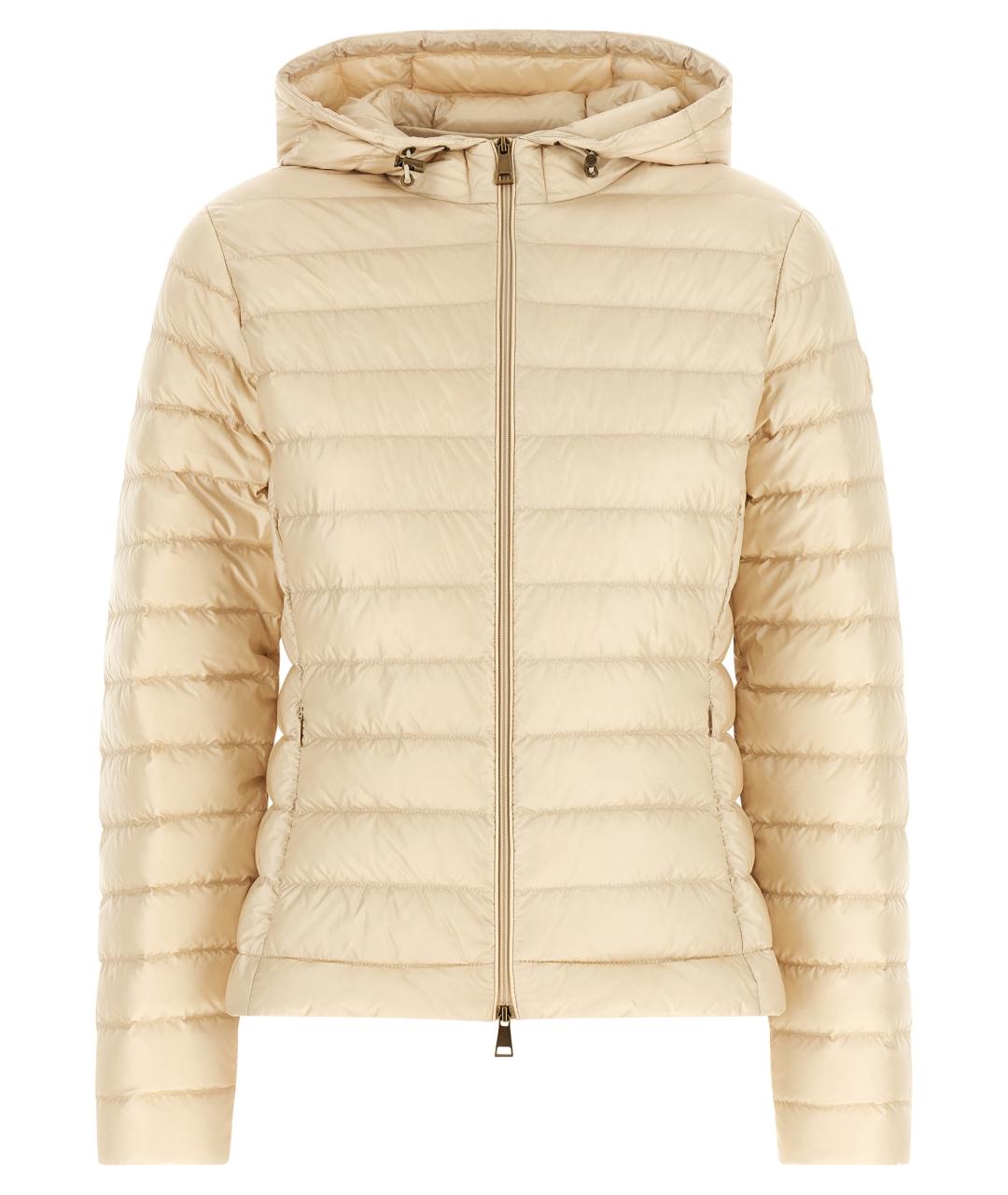 MONCLER Бежевый полиамидовый пуховик, фото 1