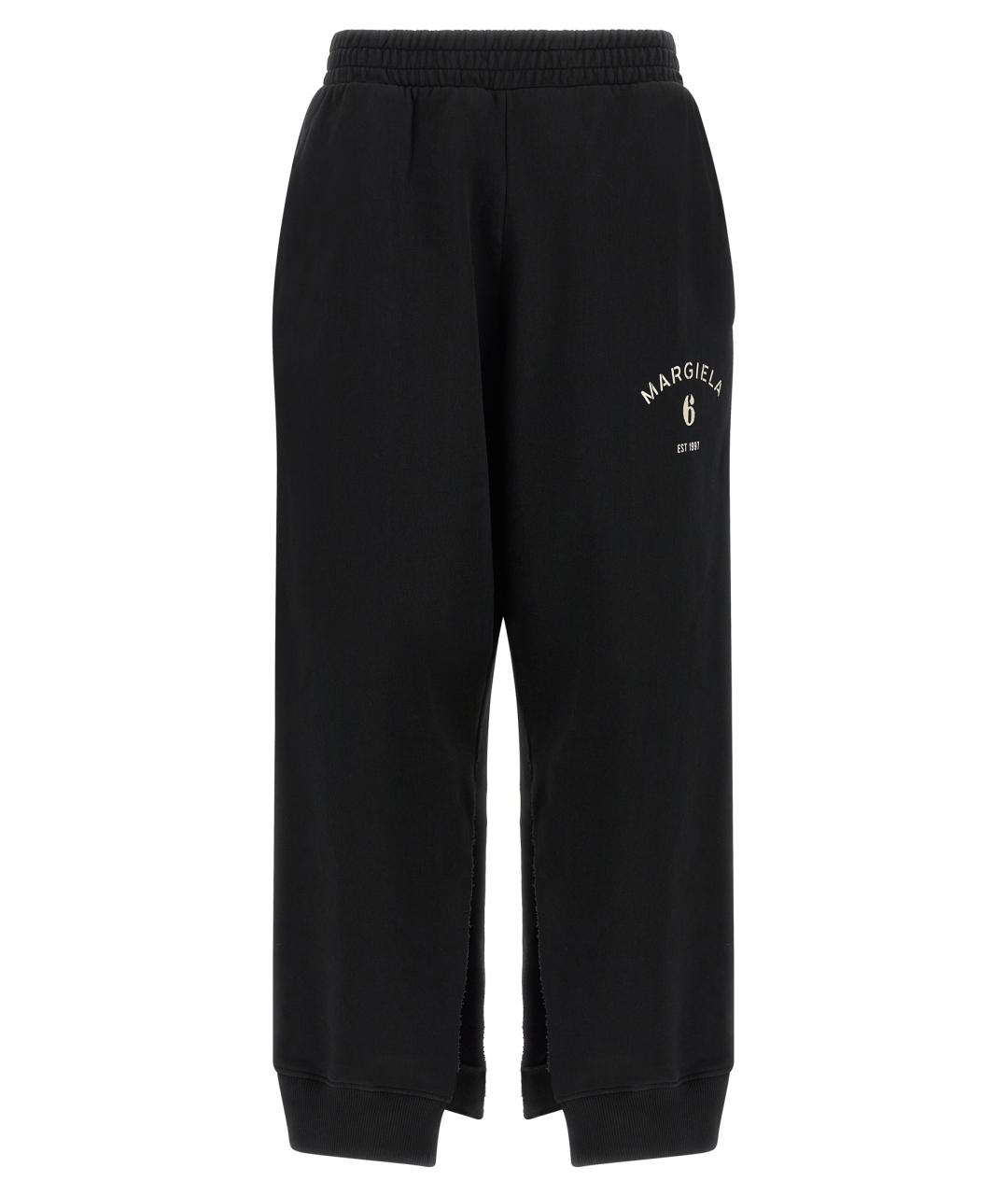 MM6 MAISON MARGIELA Черные хлопковые прямые брюки, фото 1