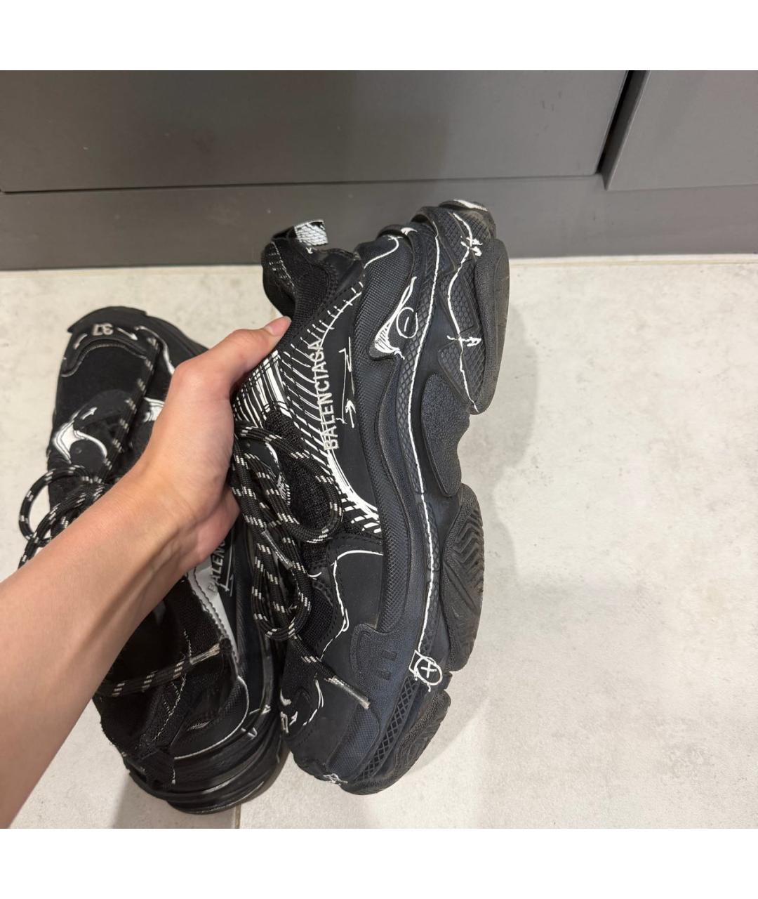 BALENCIAGA Черные кожаные кроссовки, фото 8