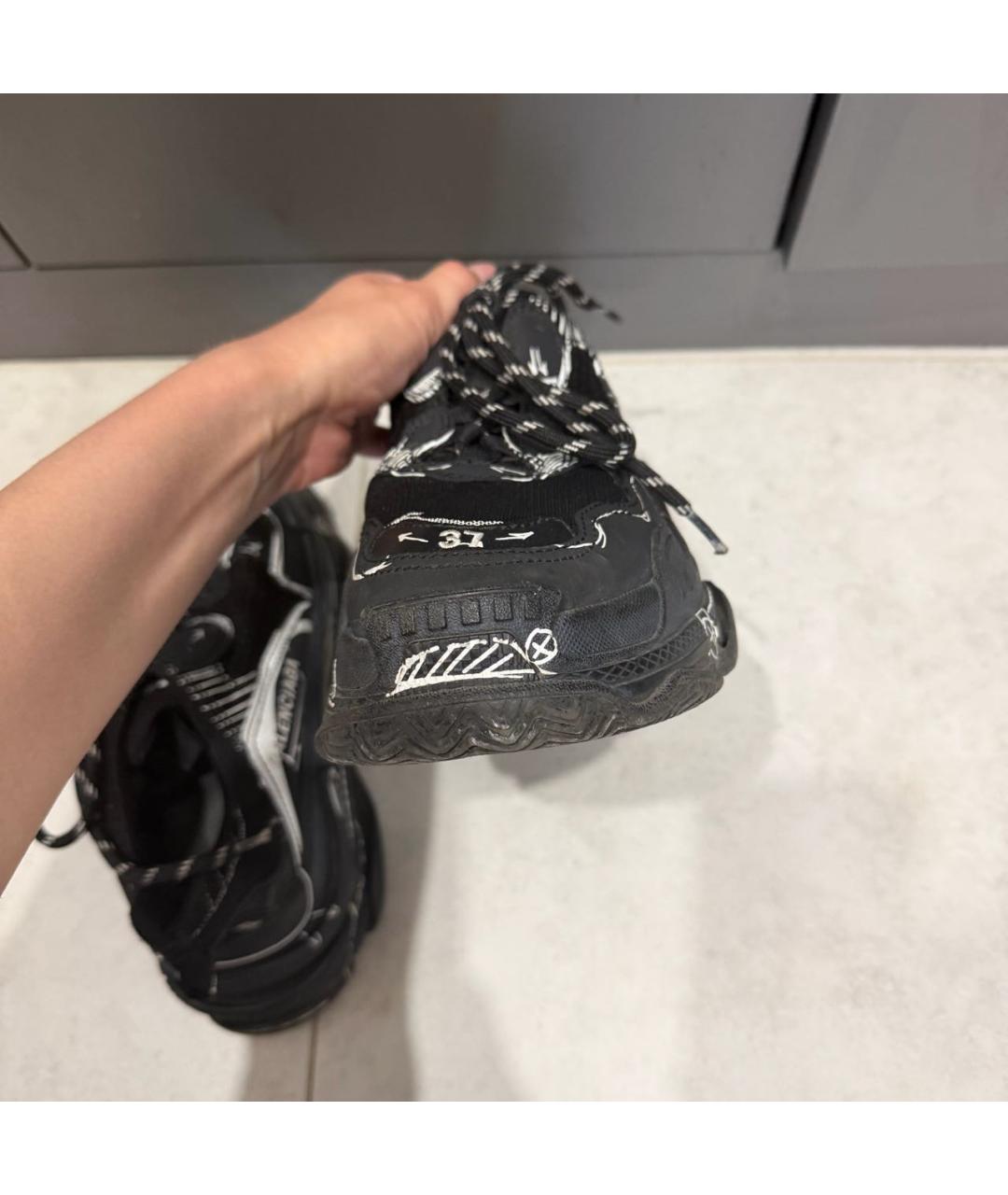 BALENCIAGA Черные кожаные кроссовки, фото 7
