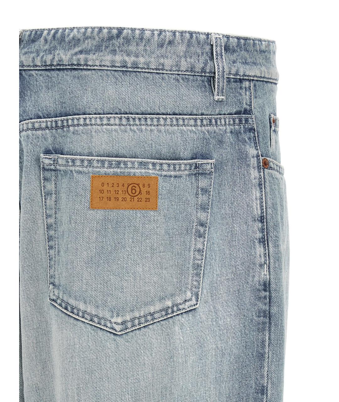 MM6 MAISON MARGIELA Синие хлопковые прямые джинсы, фото 4