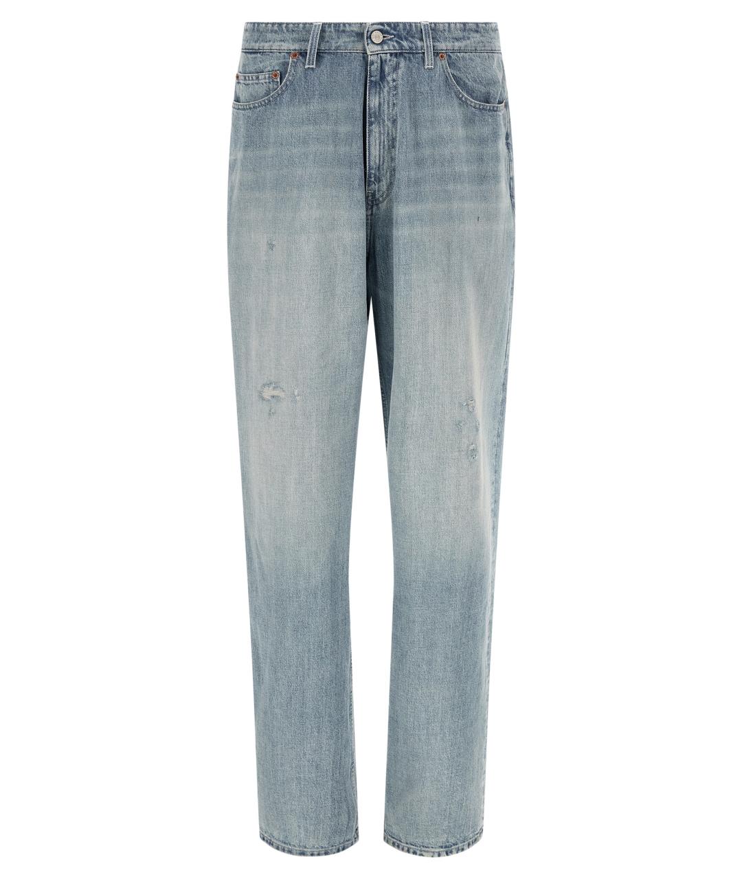 MM6 MAISON MARGIELA Синие хлопковые прямые джинсы, фото 1