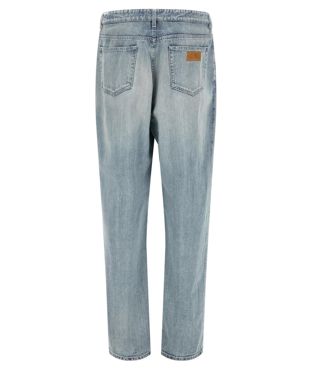 MM6 MAISON MARGIELA Синие хлопковые прямые джинсы, фото 2