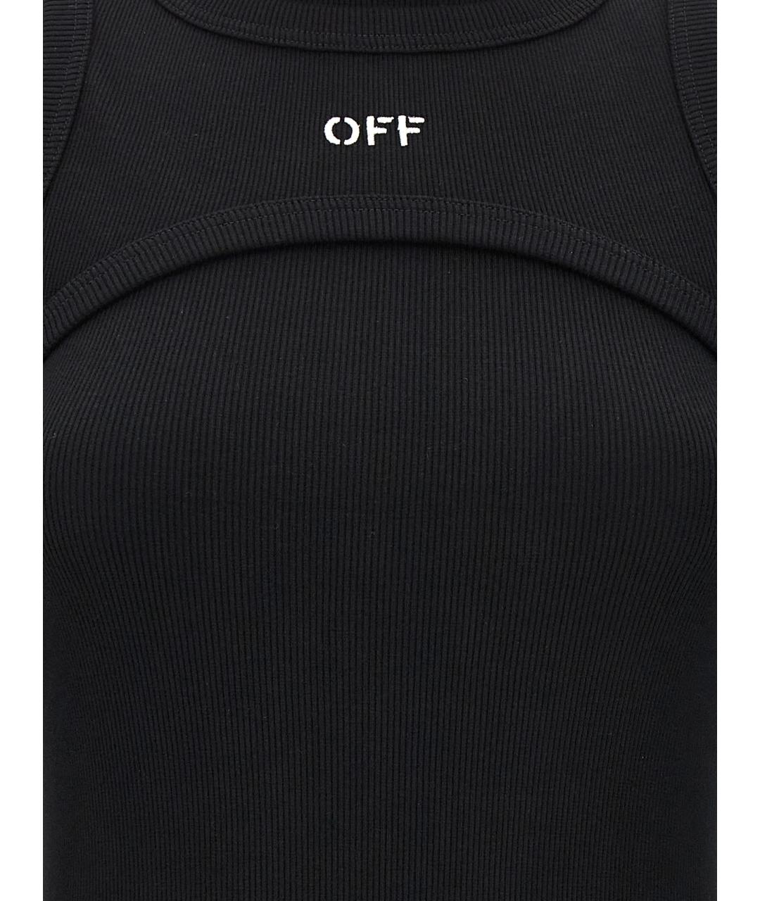 OFF-WHITE Черное хлопковое повседневное платье, фото 4
