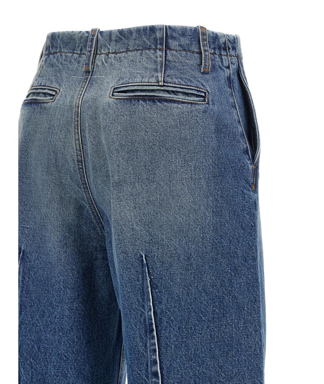 MM6 MAISON MARGIELA Синие хлопковые прямые джинсы, фото 4