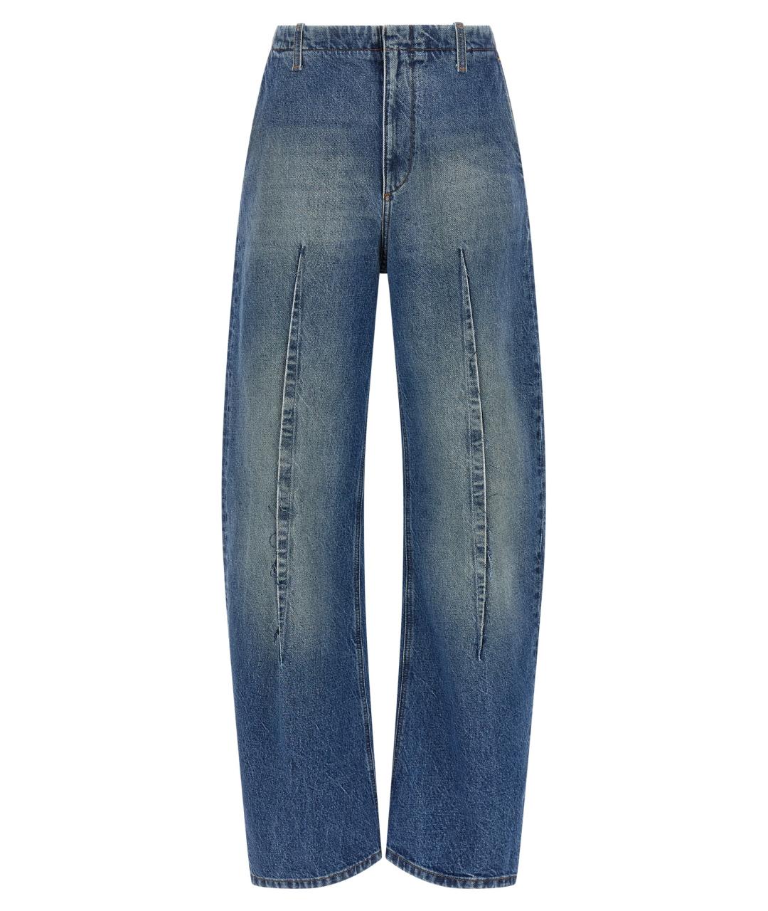 MM6 MAISON MARGIELA Синие хлопковые прямые джинсы, фото 1