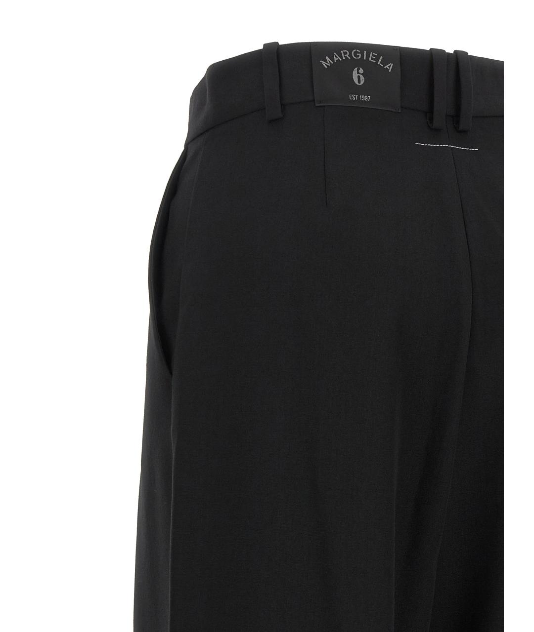 MM6 MAISON MARGIELA Черные полиэстеровые прямые брюки, фото 4
