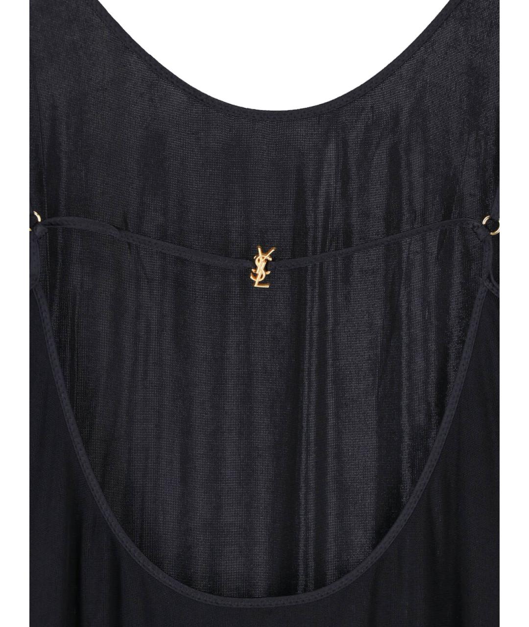 SAINT LAURENT Черное вискозное коктейльное платье, фото 3