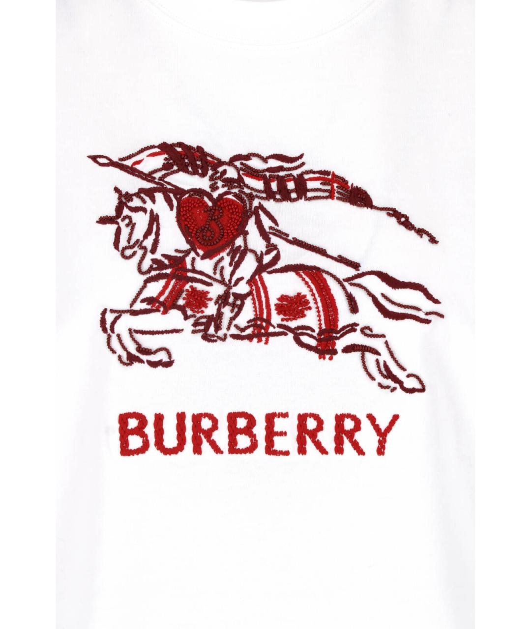 BURBERRY Белая хлопковая футболка, фото 3