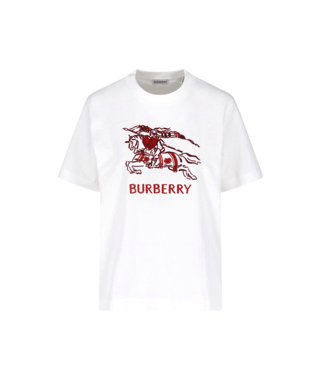 BURBERRY Белая хлопковая футболка, фото 1