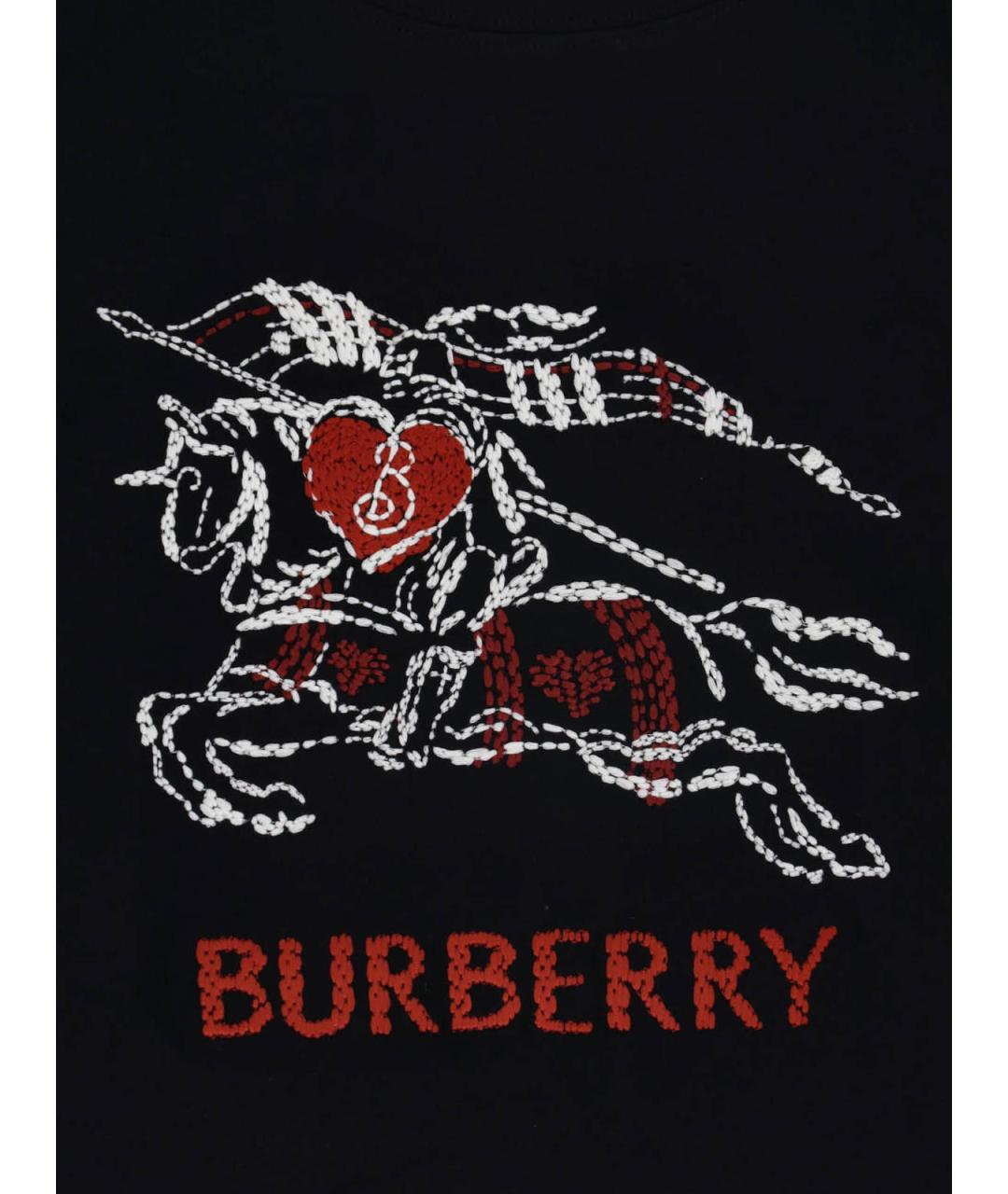 BURBERRY Черная хлопковая футболка, фото 3