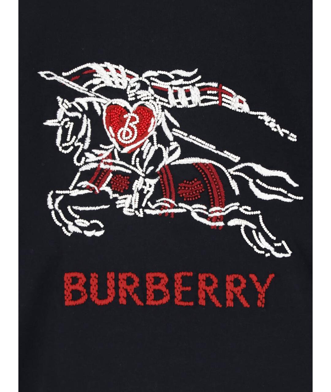 BURBERRY Черная хлопковая футболка, фото 3