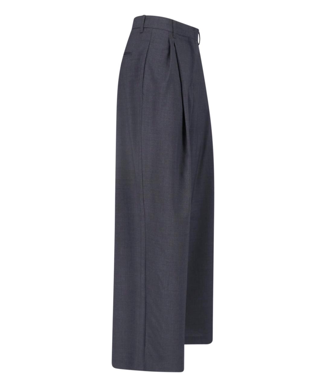 'S MAX MARA Серые шерстяные прямые брюки, фото 3