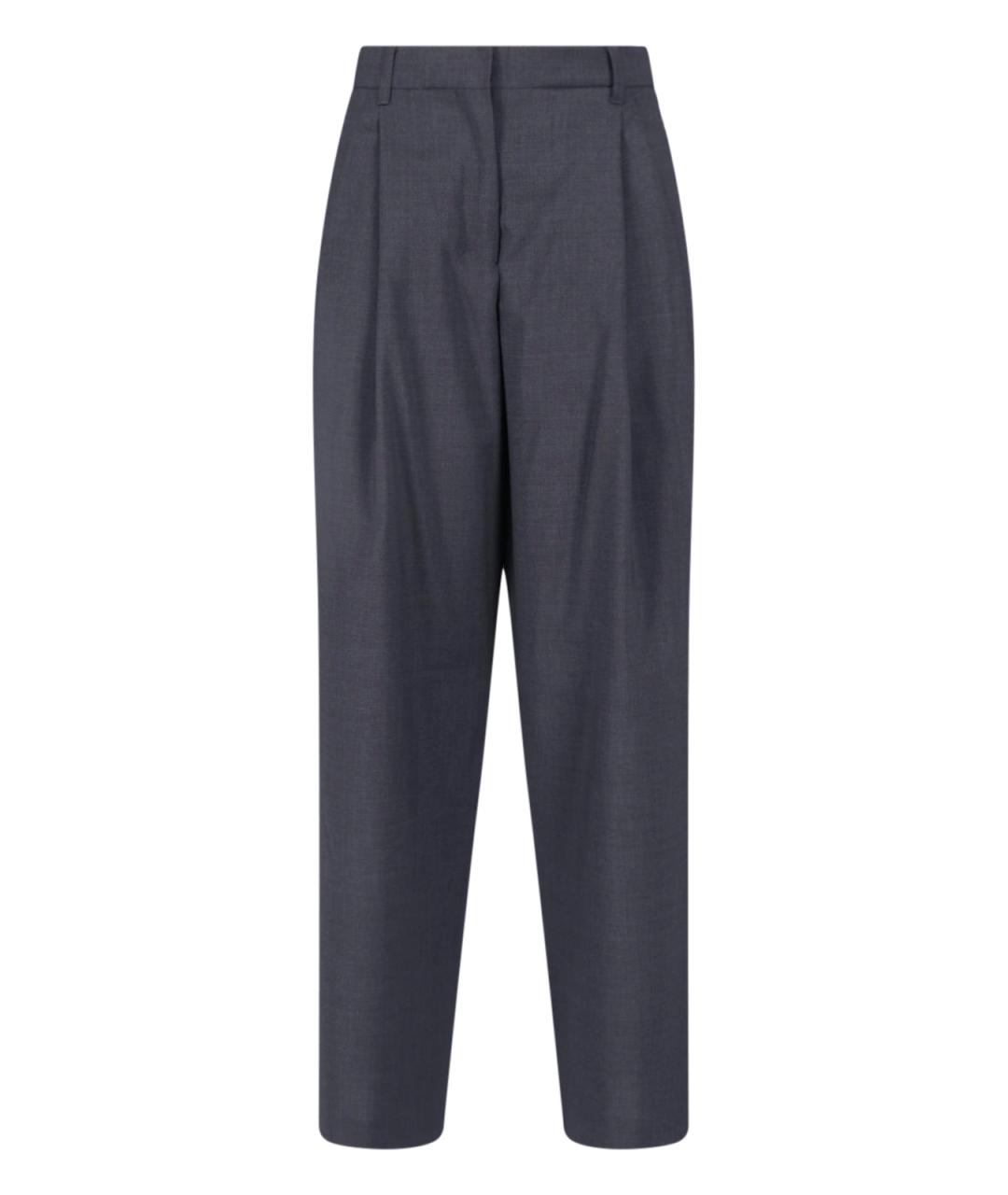 'S MAX MARA Серые шерстяные прямые брюки, фото 1