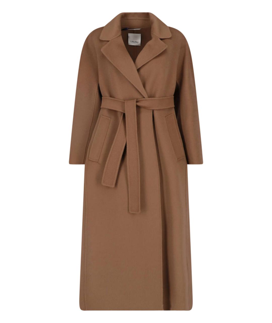 'S MAX MARA Коричневое шерстяное пальто, фото 3