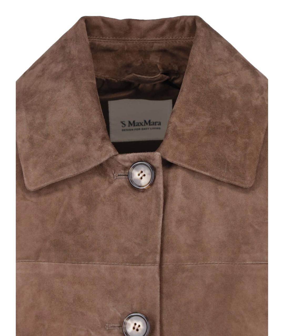 'S MAX MARA Коричневая кожаная куртка, фото 3