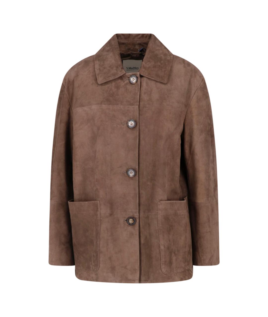 'S MAX MARA Коричневая кожаная куртка, фото 1