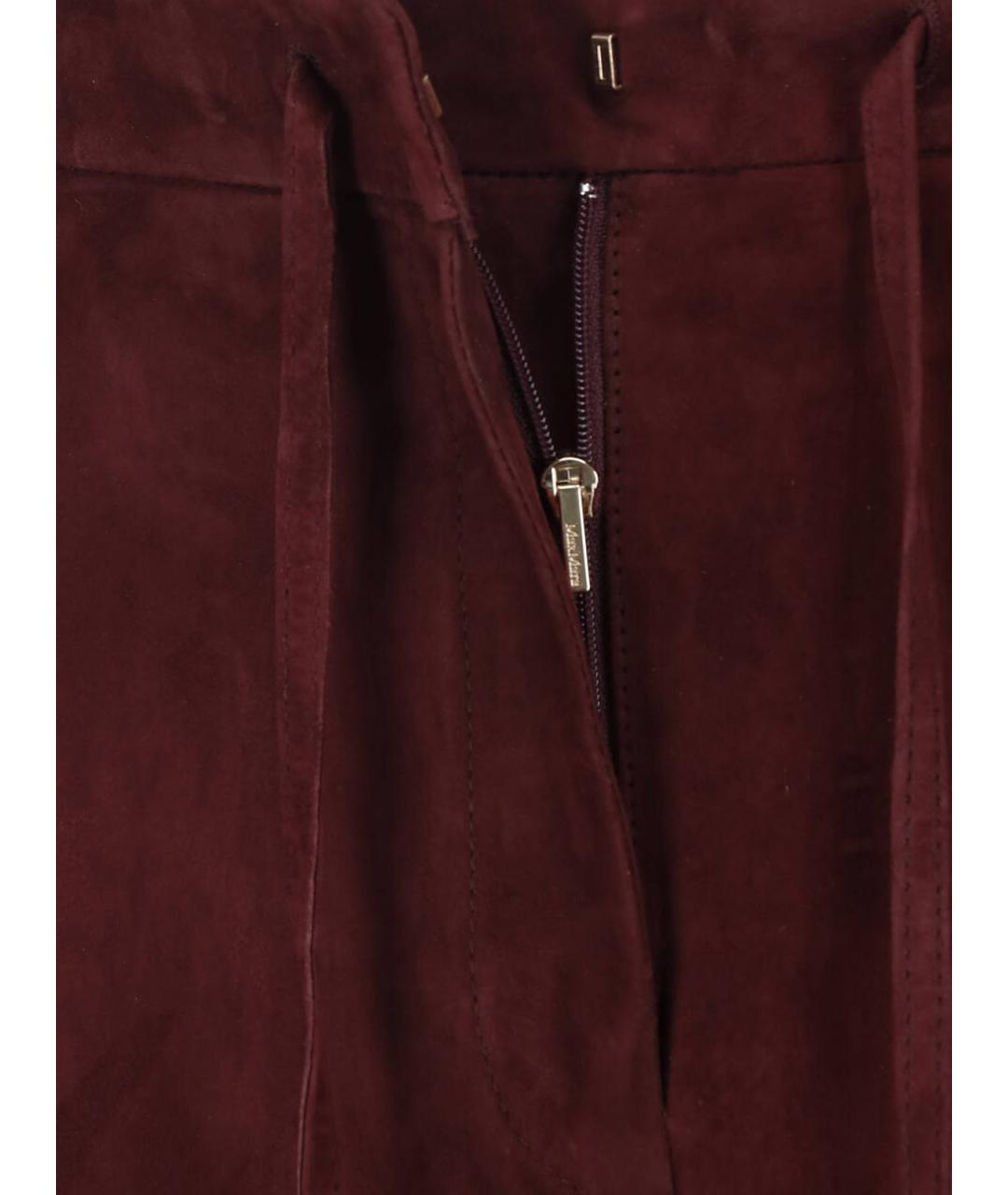'S MAX MARA Красная кожаная юбка миди, фото 5