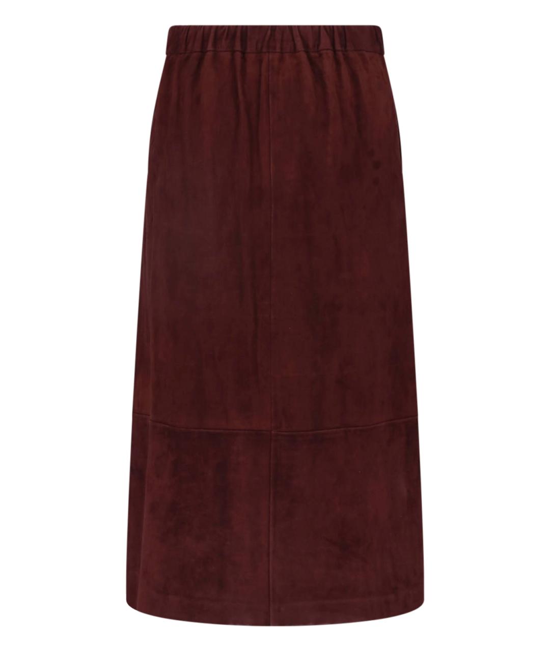 'S MAX MARA Красная кожаная юбка миди, фото 2