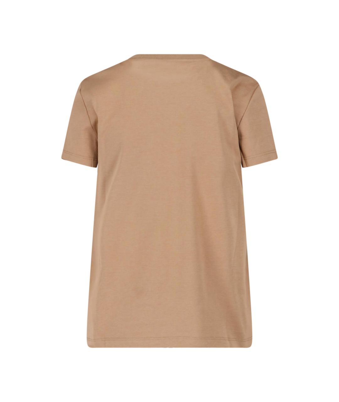 MAX MARA Коричневая хлопковая футболка, фото 2