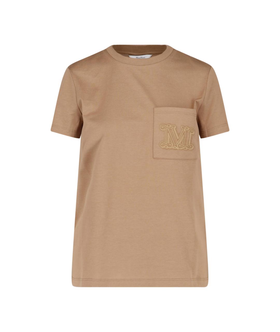 MAX MARA Коричневая хлопковая футболка, фото 1