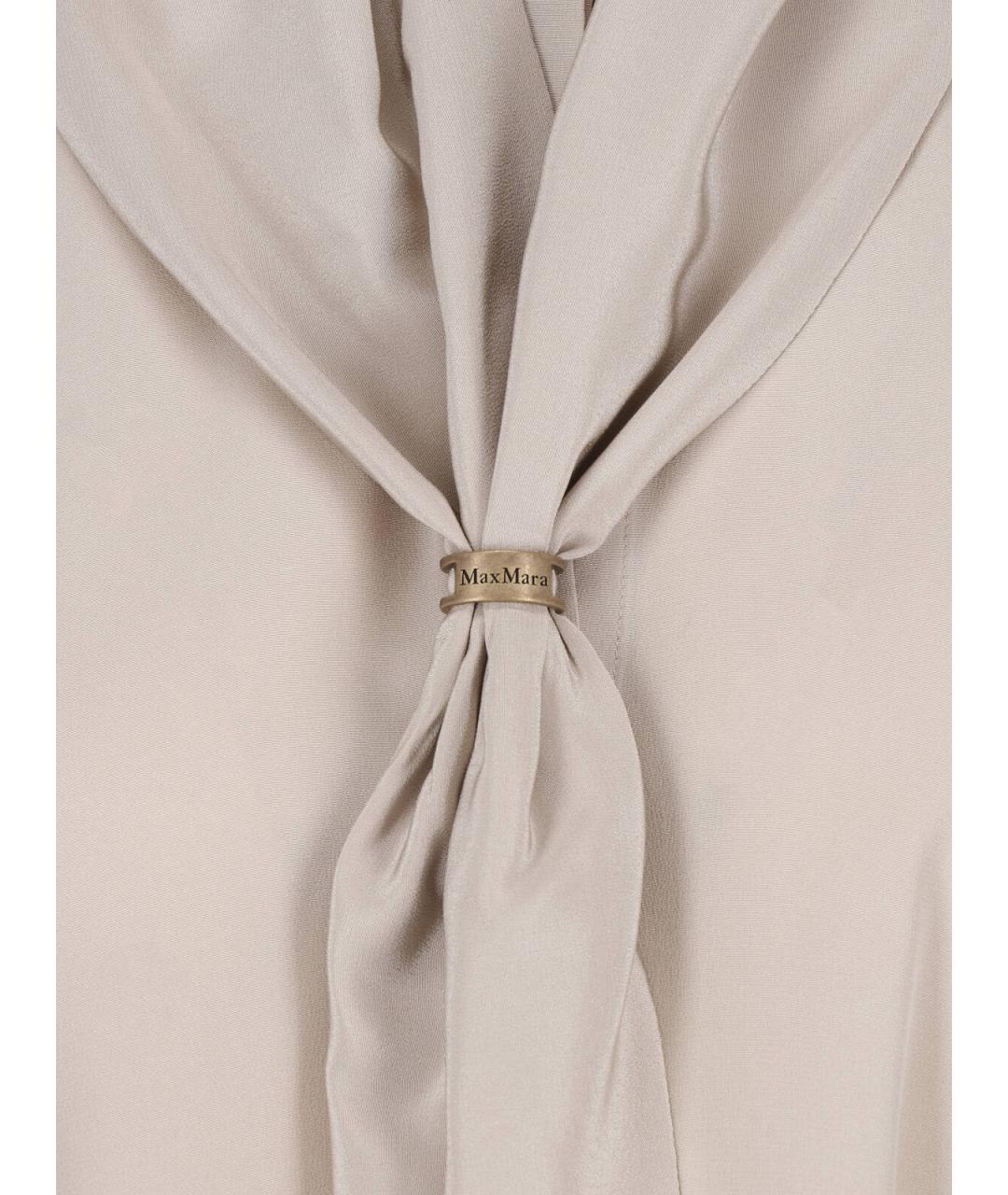 MAX MARA Бежевая шелковая блузы, фото 4