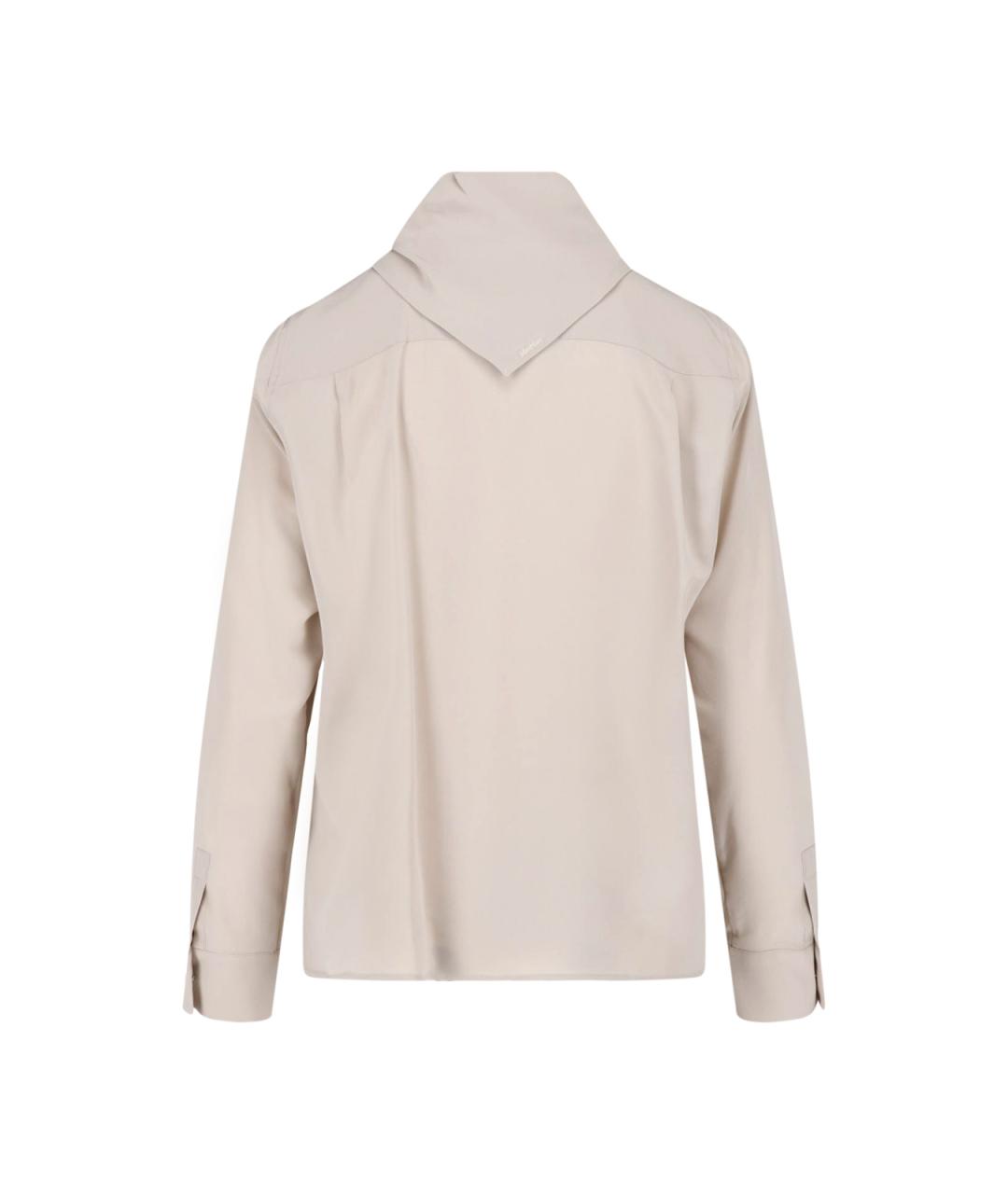 MAX MARA Бежевая шелковая блузы, фото 2