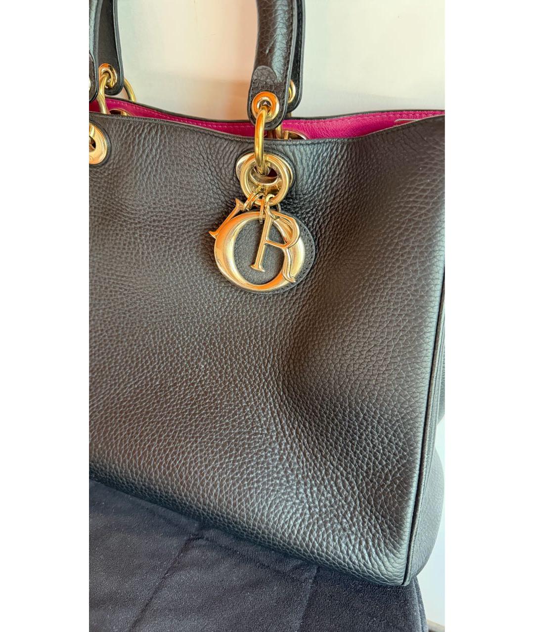 CHRISTIAN DIOR Черная кожаная сумка с короткими ручками, фото 8