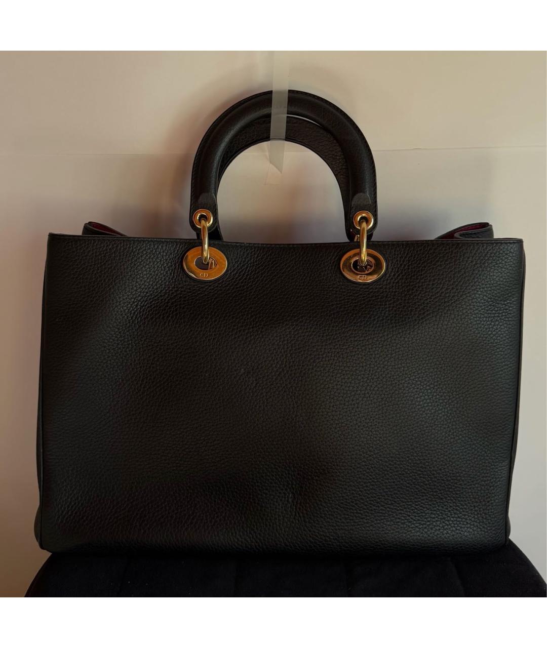 CHRISTIAN DIOR Черная кожаная сумка с короткими ручками, фото 2