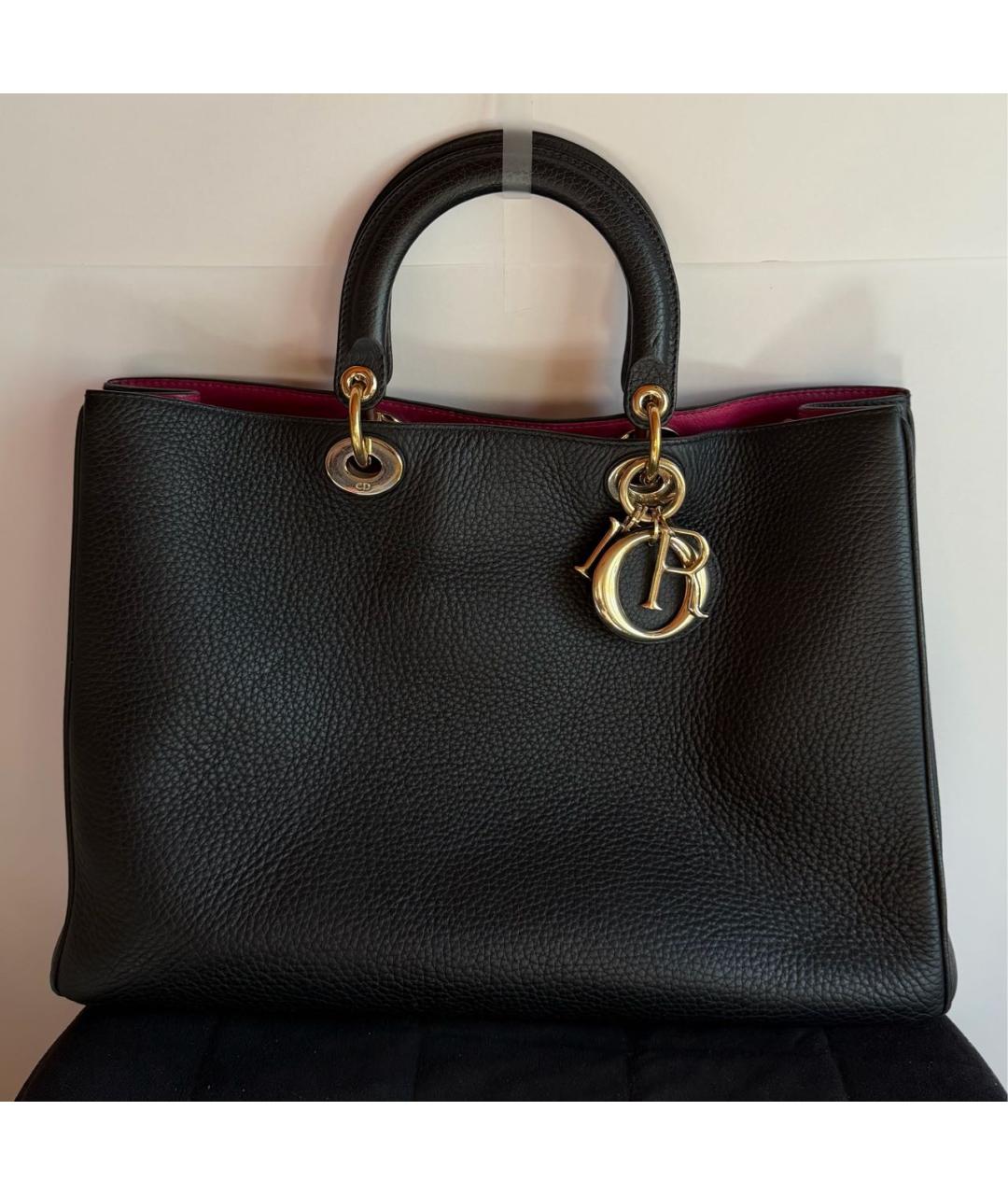 CHRISTIAN DIOR Черная кожаная сумка с короткими ручками, фото 9
