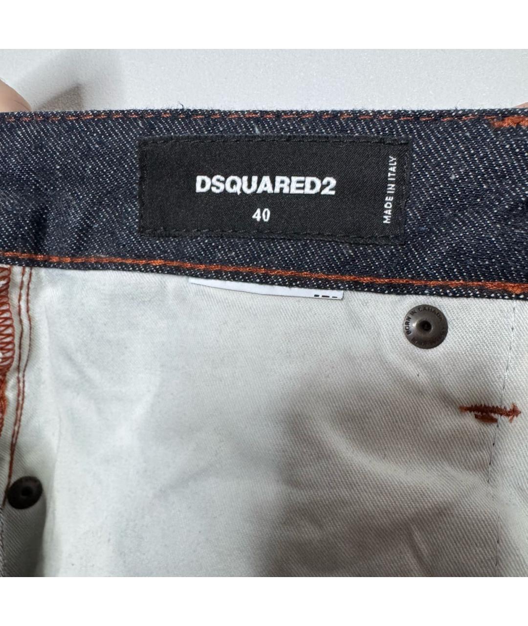 DSQUARED2 Темно-синие хлопковые прямые джинсы, фото 3