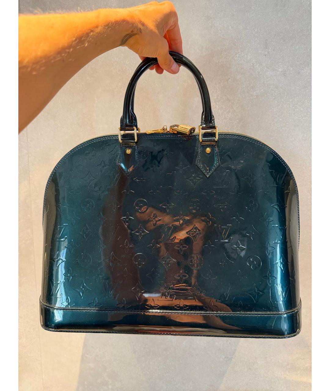 LOUIS VUITTON Зеленая сумка с короткими ручками из лакированной кожи, фото 2