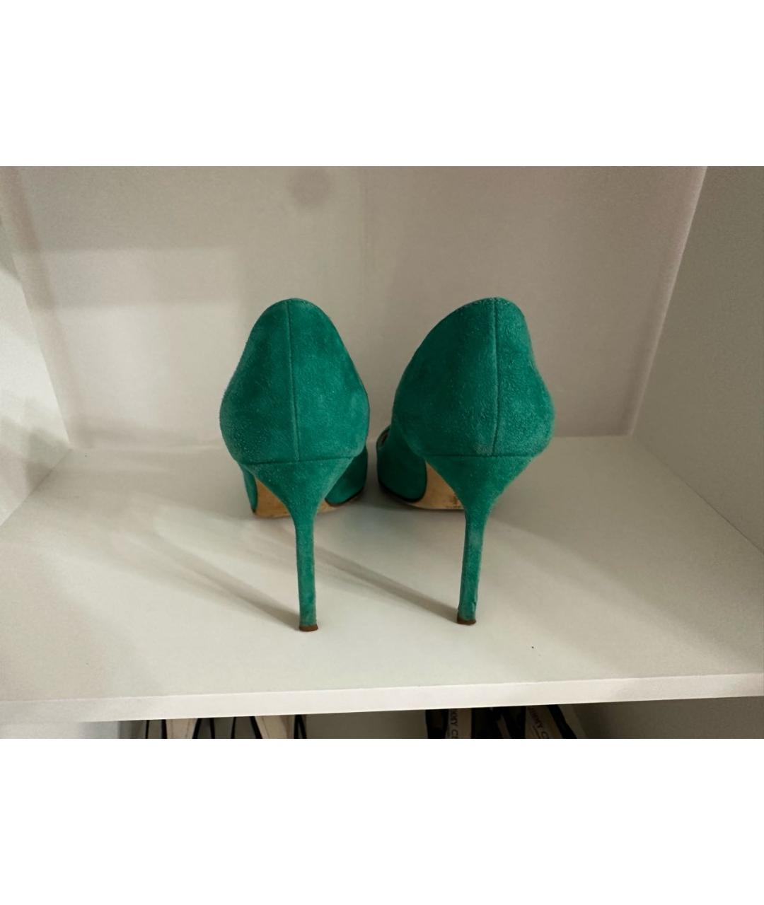 MANOLO BLAHNIK Зеленые замшевые туфли, фото 4