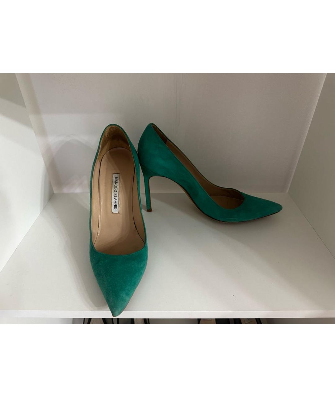 MANOLO BLAHNIK Зеленые замшевые туфли, фото 2