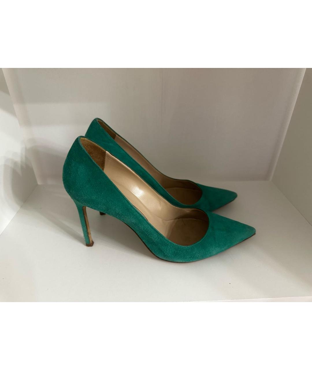 MANOLO BLAHNIK Зеленые замшевые туфли, фото 6
