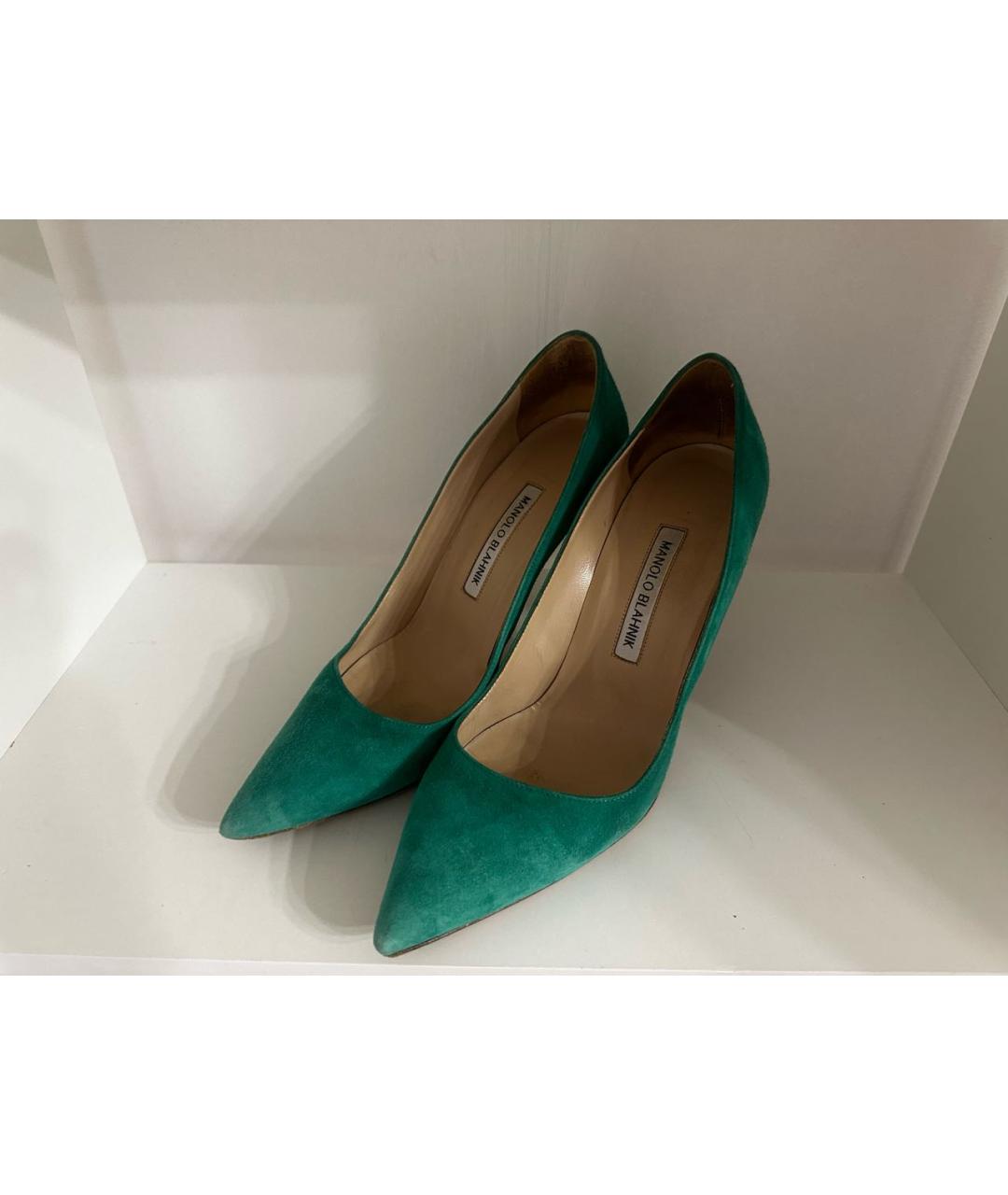 MANOLO BLAHNIK Зеленые замшевые туфли, фото 3