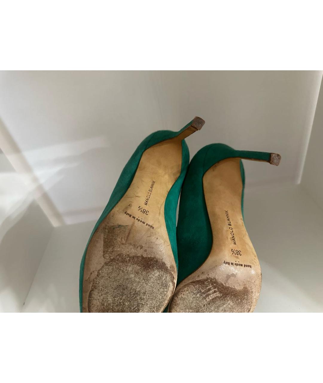 MANOLO BLAHNIK Зеленые замшевые туфли, фото 5
