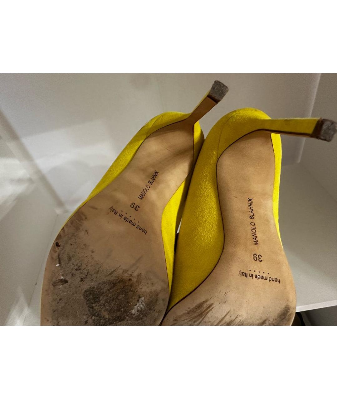 MANOLO BLAHNIK Желтые замшевые туфли, фото 5