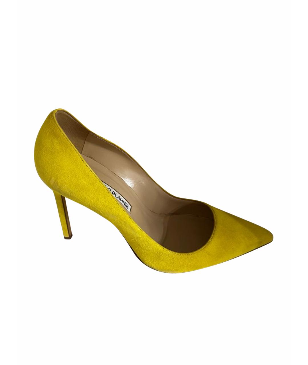 MANOLO BLAHNIK Желтые замшевые туфли, фото 1